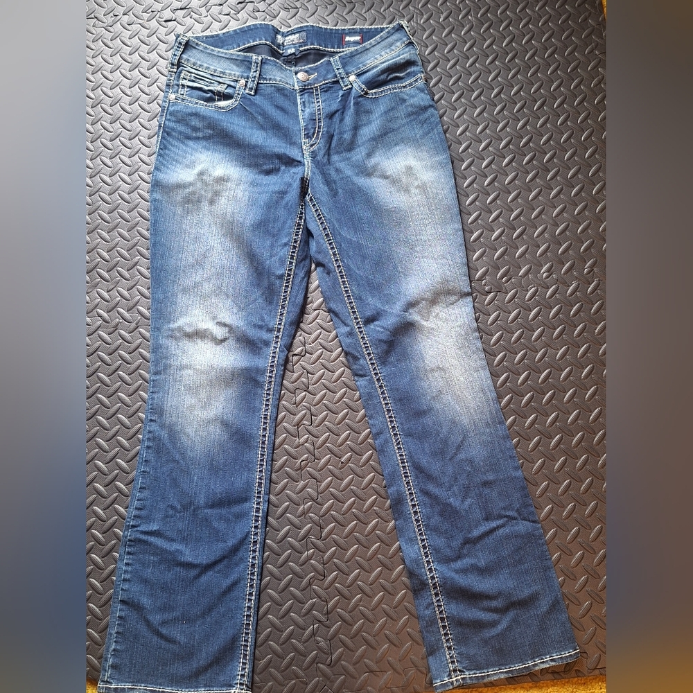 Silver Super Stretch Denim Size 16